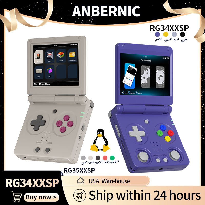 Gaming Console Handheld Retro - Anbernic RG34XXSP RG35XXSP Flipคอนโซลเกมมือถือหน้าจอIPS Linux 64