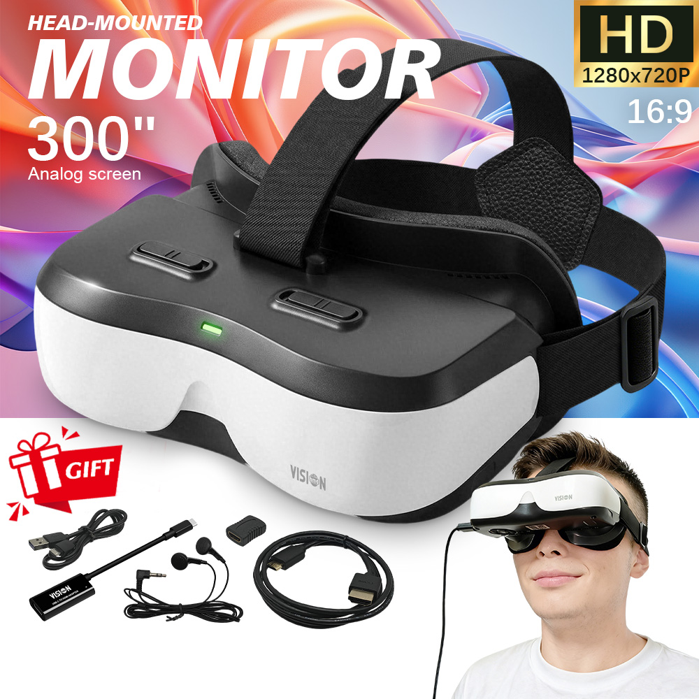 Pc Gaming Handheld Console - จอแสดงผลแบบพกพาติดศีรษะ HDMI Type-C, จอเสมือนขนาด 300 นิ้ว