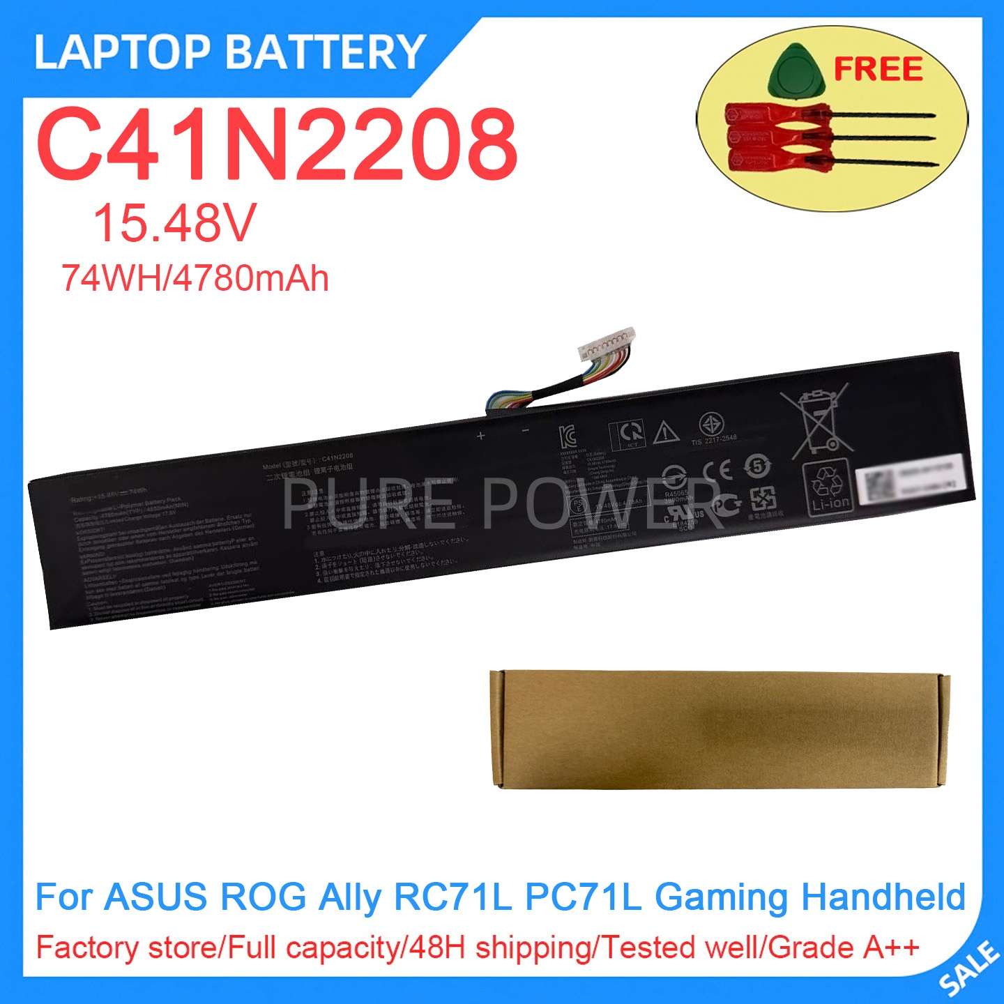 Laptop Gaming Console - แบตเตอรี่แล็ปท็อปใหม่ C41N2208 15.48V 74WH 4780mAh คุณภาพสูง
