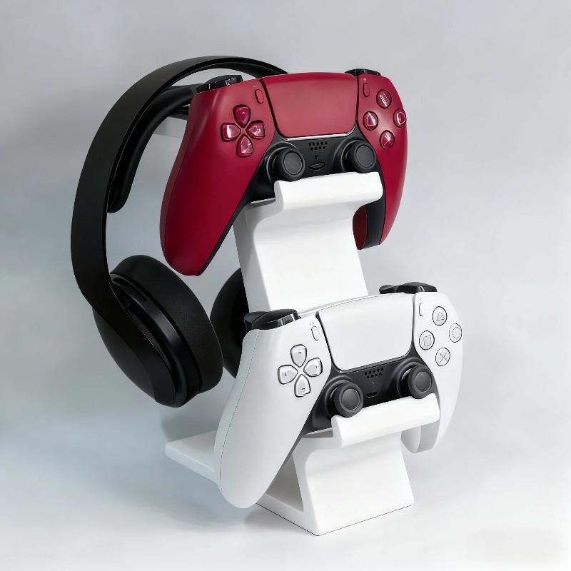 Gaming Console Organizer - แท่นวางคอนโทรลเลอร์ 3-in-1 และที่วางหูฟัง ประหยัดพื้นที่บนโต๊ะ สำหรับคอนโซลเกมและอุปกรณ์เสริม