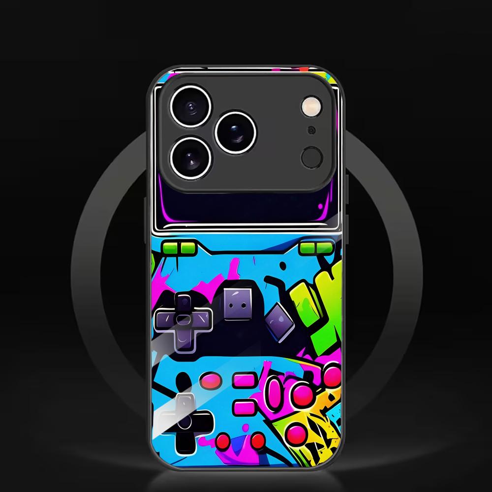 Gaming Console Apple - เคสโทรศัพท์กระจกนิรภัยลายเกมสีสันสดใส สำหรับ iPhone 18 Pro สำหรับ